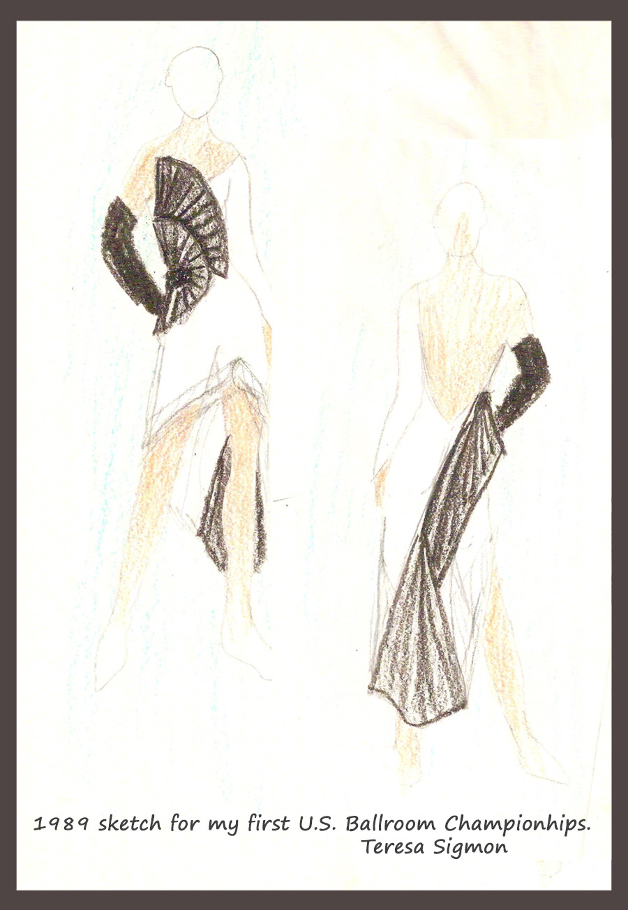 Teresa Sigmon ballroom dance dress sketch fortuny pleating