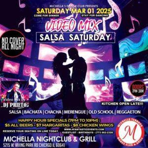 Dancers enjoying a lively salsa night at Michella's Nightclub in Chicago