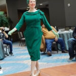 Woman modeling Saint Savoy Riviera high heel swing dance shoes at the International Lindy Hop Championships fashion show.