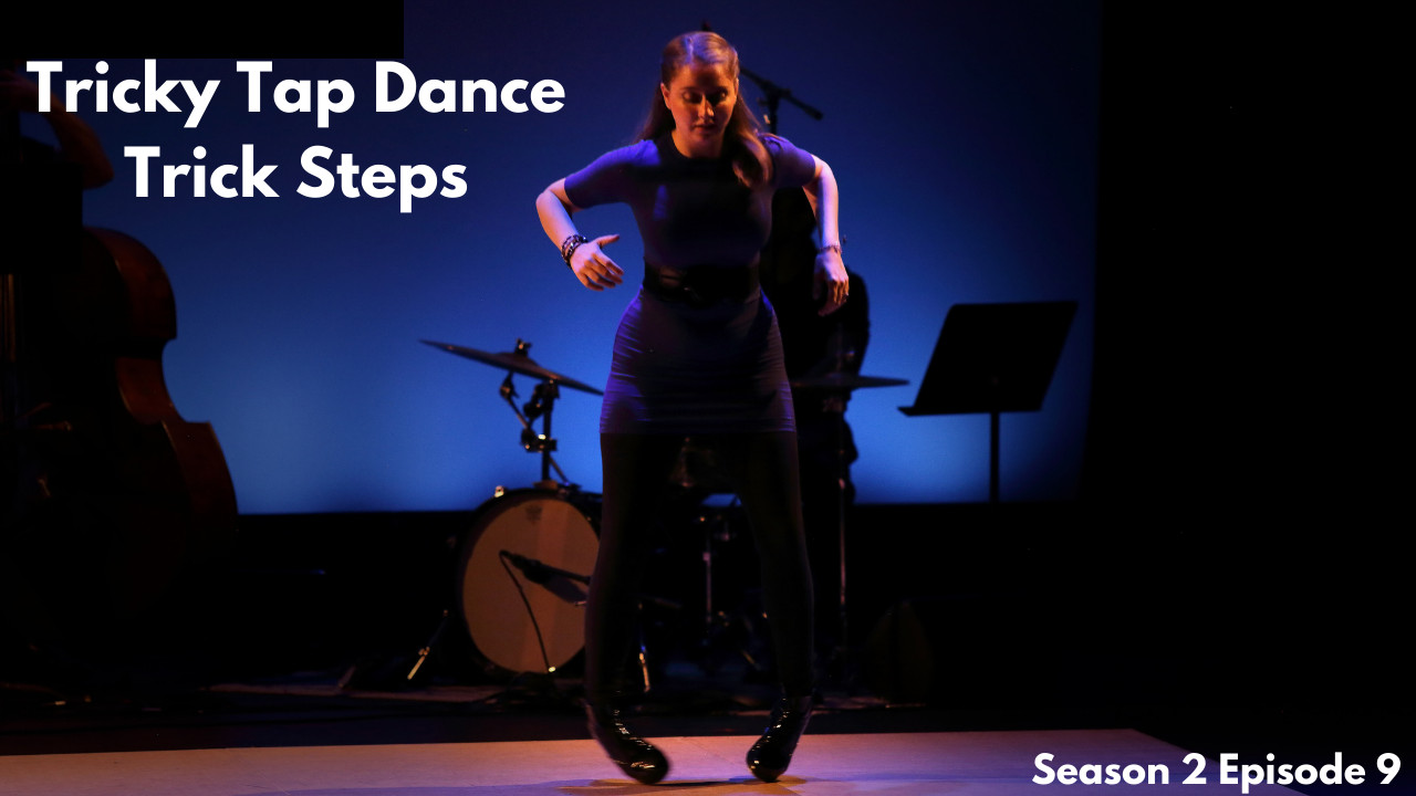 A young tap dancer in action, demonstrating a tap dance step.