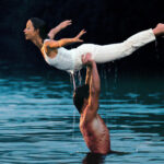 Patrick Swayze and Jennifer Grey practice the classic lift in the water.