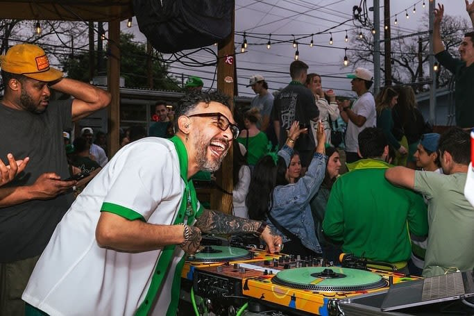 Energetic crowd dancing at Latchkey club in Austin Texas