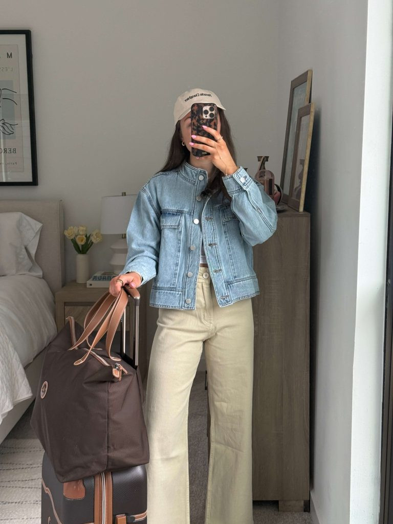 Stylish woman in spring fashion advertising Wantable subscription box for dancing exercise enthusiasts