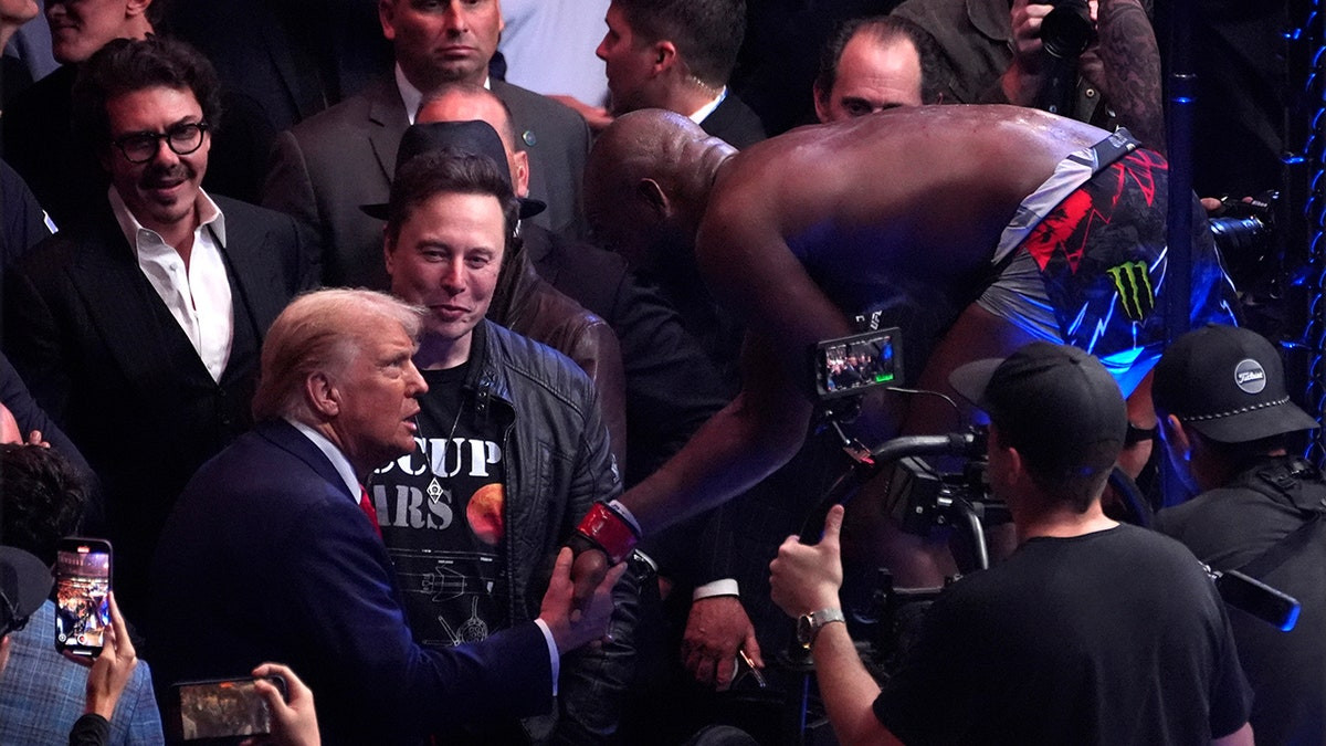 Jon Jones greets Donald Trump after UFC victory