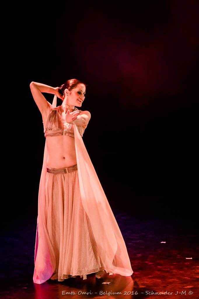 Belly dancer Abigail Keyes wearing a ponytail hair extension for performance
