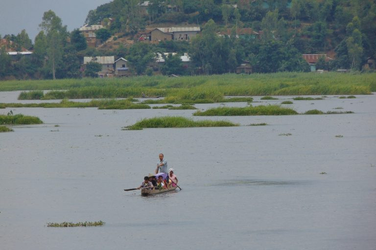 Panoramic view of Loktak Lake in Manipur, India, showcasing its hillock surroundings.