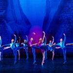 Collage Dance Collective dancers perform a neoclassical ballet piece on a brightly lit stage at Clemson University's Brooks Center.