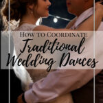 Bride and groom in a romantic first dance at their wedding reception, showcasing their elegant attire and joyful expressions as they twirl on the dance floor, surrounded by softly lit ambiance.