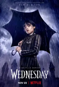 Jenna Ortega as Wednesday Addams in the Netflix series, showcasing her iconic pale complexion and braided hairstyle