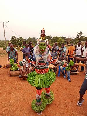 Zaouli dancers performing rapid footwork