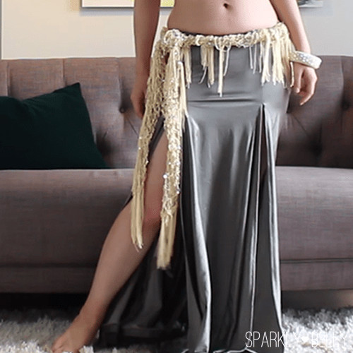 Twisted hip scarf wrapped around the hips forming a stylish belt
