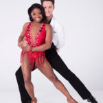 Simone Biles with Sasha Farber on Dancing With the Stars, showcasing their athleticism and precision