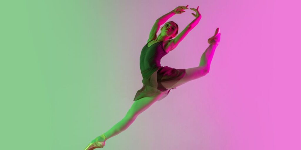 Ballerina in a graceful pose, highlighting the elegance and technical precision of ballet