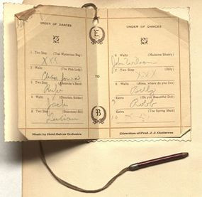 Miss Gladys Ewing's dance card from 1912