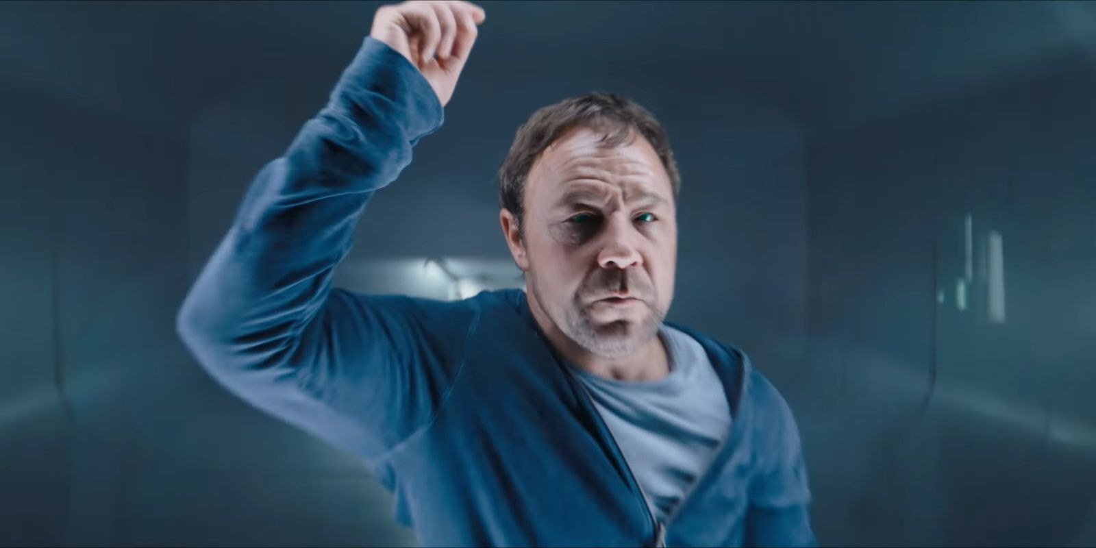 Patrick Mulligan (Stephen Graham) locked up in Venom: The Last Dance.