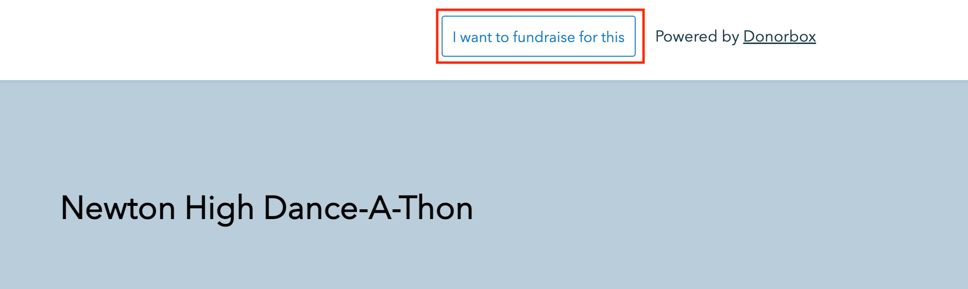 Screenshot showing the peer-to-peer fundraising button on a Donorbox campaign.